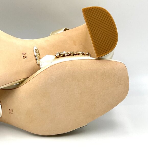 Badgley Mischka Size 7.5 Marsha Ivory White Jeweled Dress Sandals Heels Shoes - Picture 11 of 13